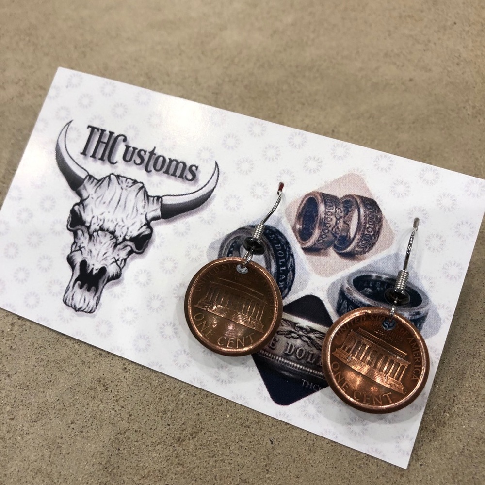 Custom made, domed coin earrings with charms - Picture 3 of 6